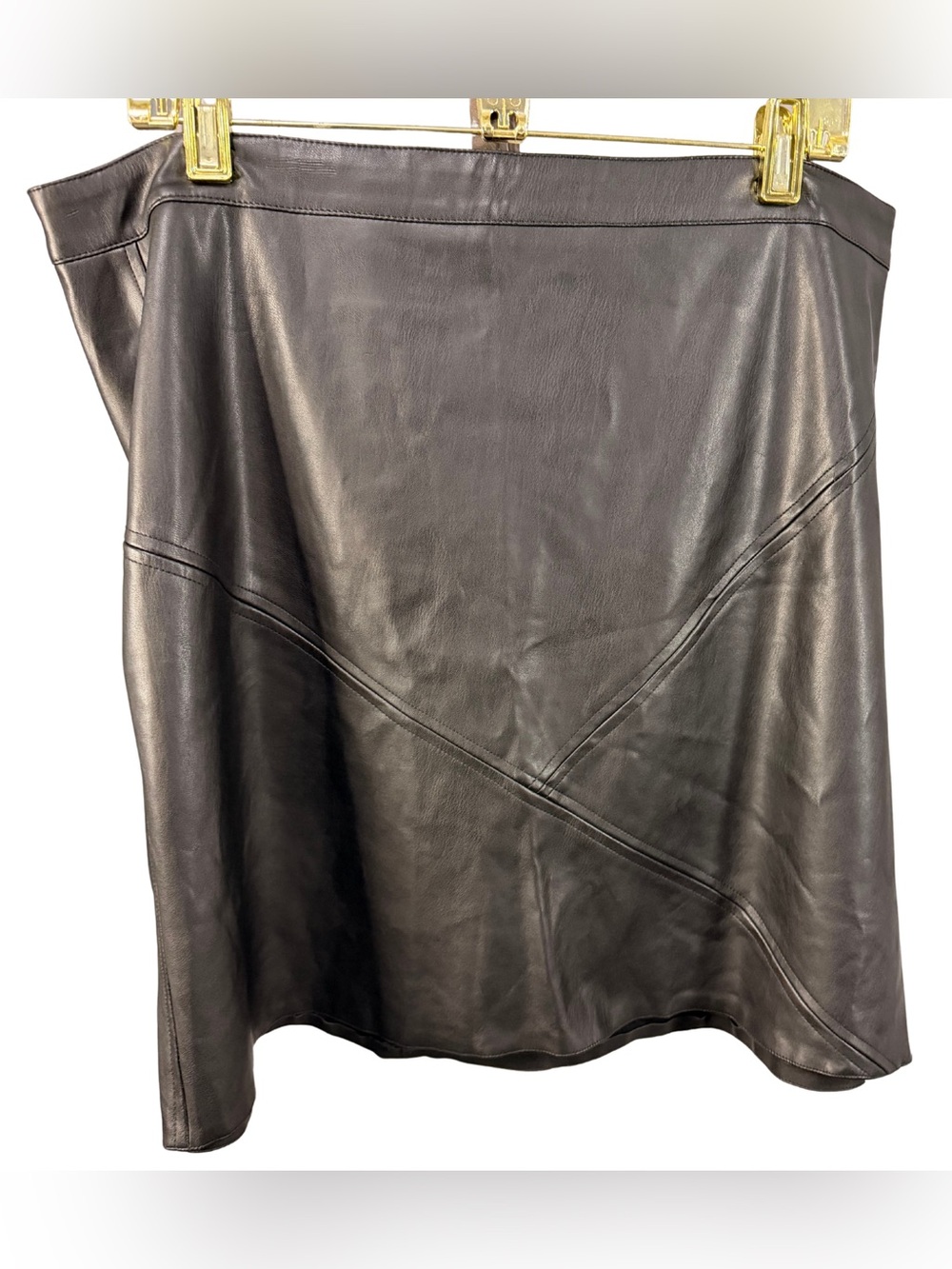 The Limited Black Leather A-Line Skirt with Diagonal Seams